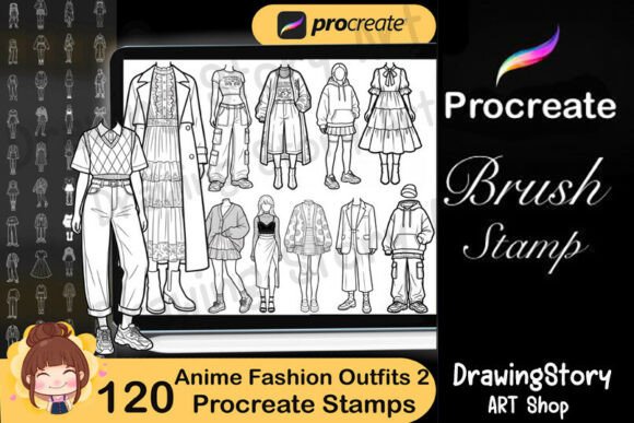 120 Anime Korean Fashion Outfit Set2: A Practical Resource for Digital Artists