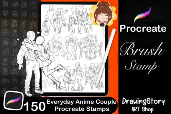 150 Everyday Anime Couple Stamps