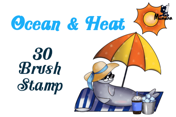30 Ocean Hot Weather Brush Stamps