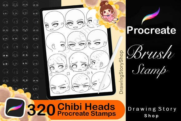 320 Procreate Chibi Boy Head Stamps