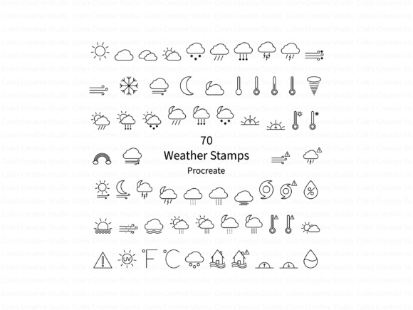 70 Weather Symbol Procreate Brush Stamps: A Practical Toolkit for Digital Designers