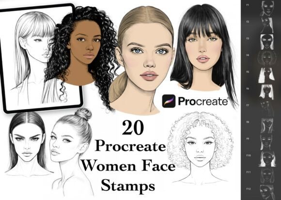 Enhancing Your Digital Art with 20 Women Face Procreate Stamps