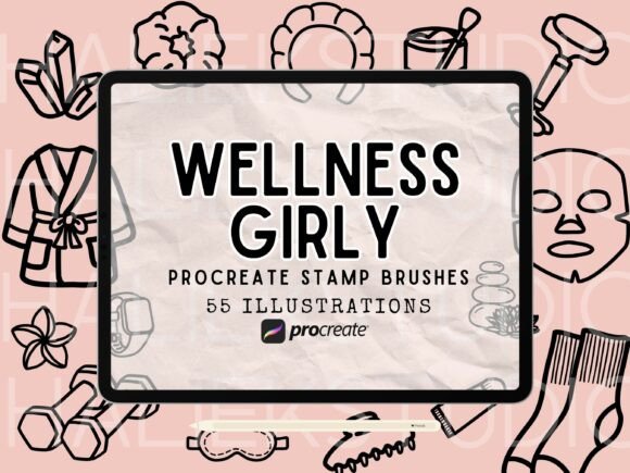 Exploring the Wellness Girly Procreate Stamp Brush Set for Creative Designers