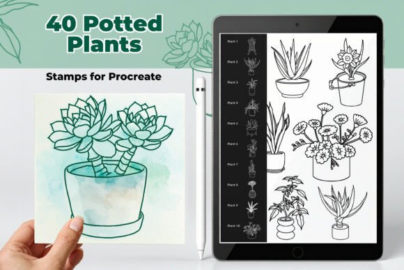 Potted Plant Stamps for Procreate