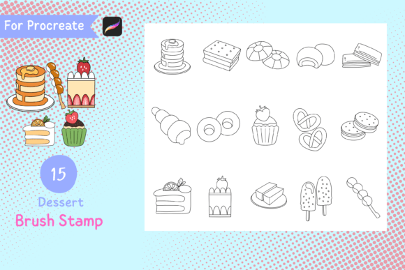 Procreate Brush Stamp Dessert: Creative Dessert Doodles for Digital Artists