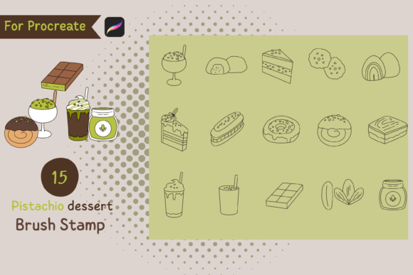 Procreate Brush Stamp Pistachio Dessert