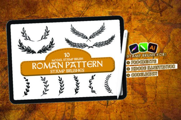 Roman Stamp Brush Procreate, Corel, Ai
