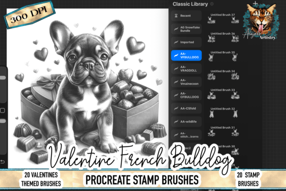 Valentine French Bulldog Procreate Stamp: A Unique Creative Resource for Dog Lovers and Digital Artists