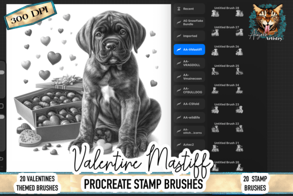 Valentine Mastiff Procreate Stamp: Create Adorable Valentine’s Day Art with Ease